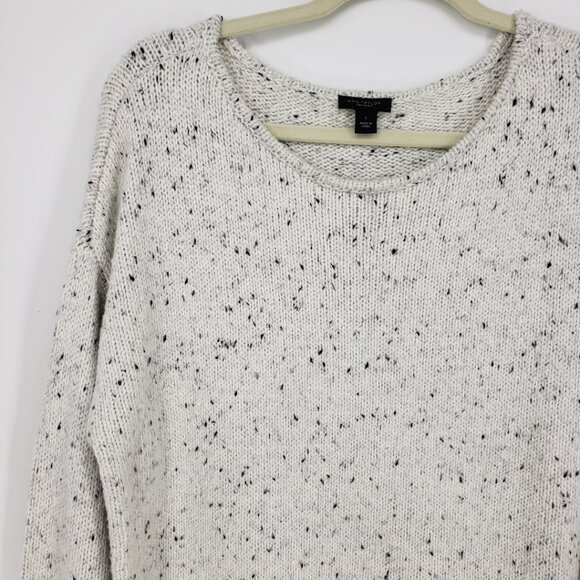 Ann‎ Taylor Speckled Flecked Pullover Sweater L Womens Relaxed Fit Cream - Picture 4 of 7
